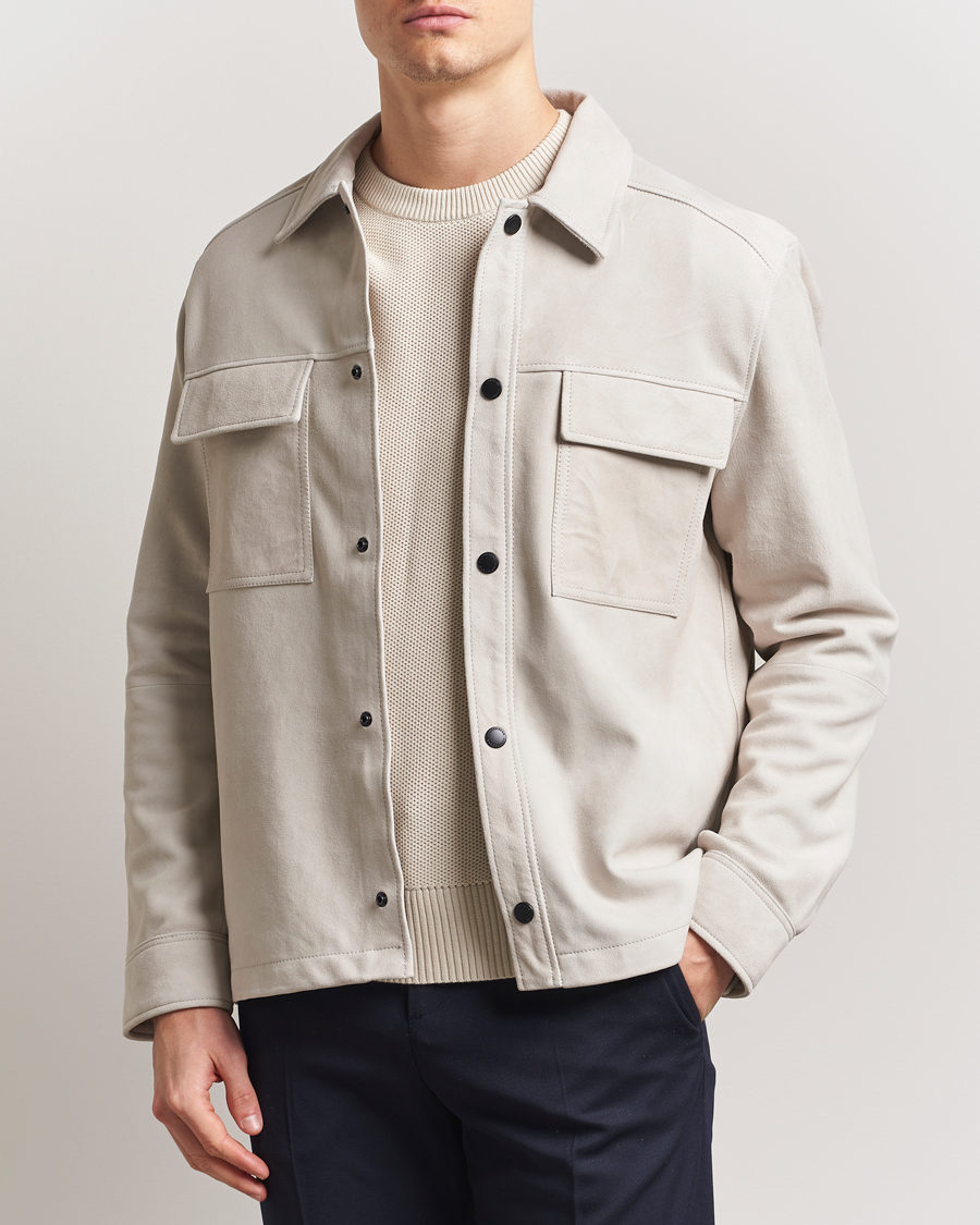 Herr | Skjortor | J.Lindeberg | Wilden Suede Overshirt Moonbeam