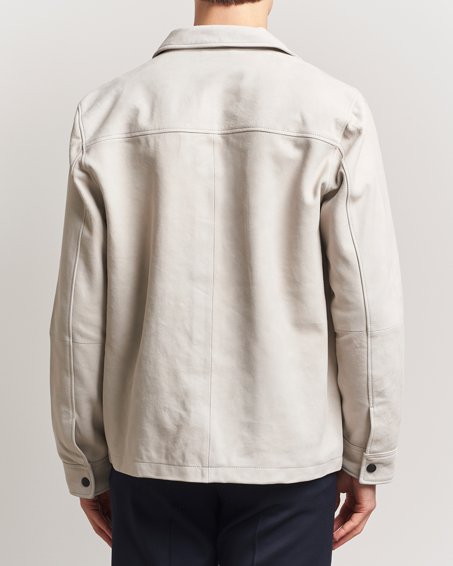 Herr | Skjortor | J.Lindeberg | Wilden Suede Overshirt Moonbeam