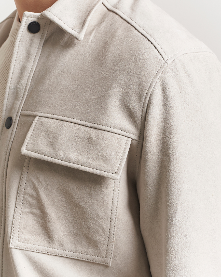 Herr | Skjortor | J.Lindeberg | Wilden Suede Overshirt Moonbeam