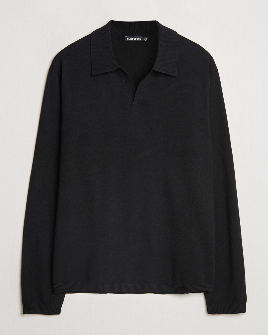 Herr | Pikéer | J.Lindeberg | Rowan Long Sleeve Polo Black