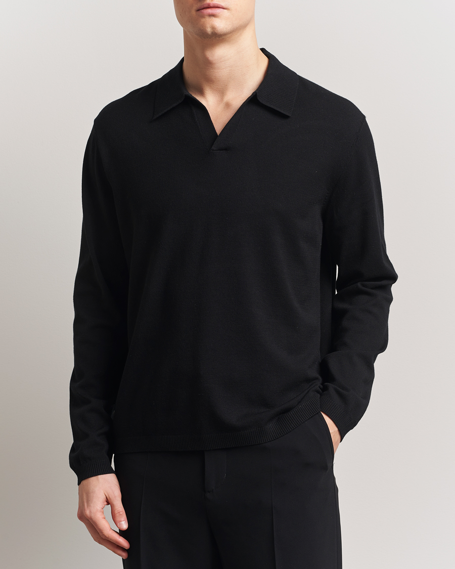 Herr | Pikéer | J.Lindeberg | Rowan Long Sleeve Polo Black