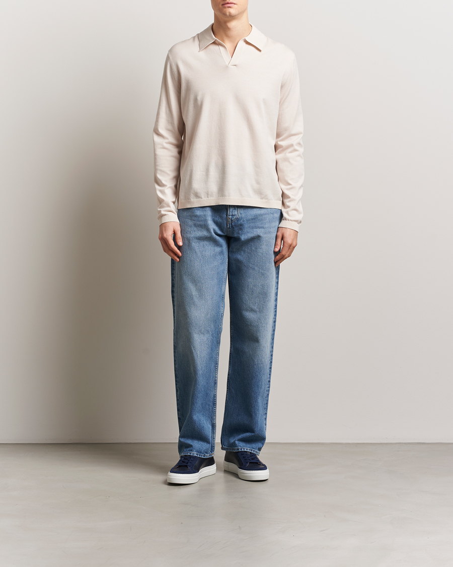 Herr | Pikéer | J.Lindeberg | Rowan Long Sleeve Polo Moonbeam