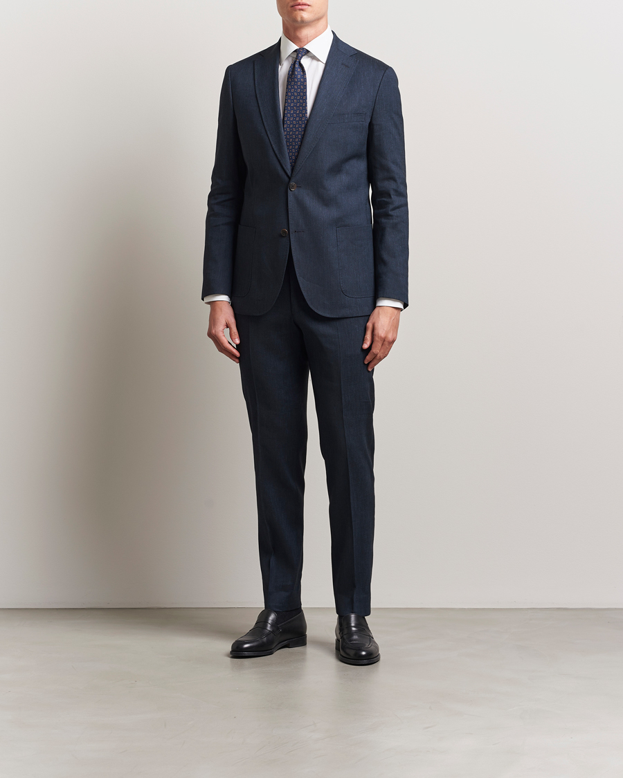 Herr | Kavajer | Morris Heritage | Linen Suit Blazer Navy
