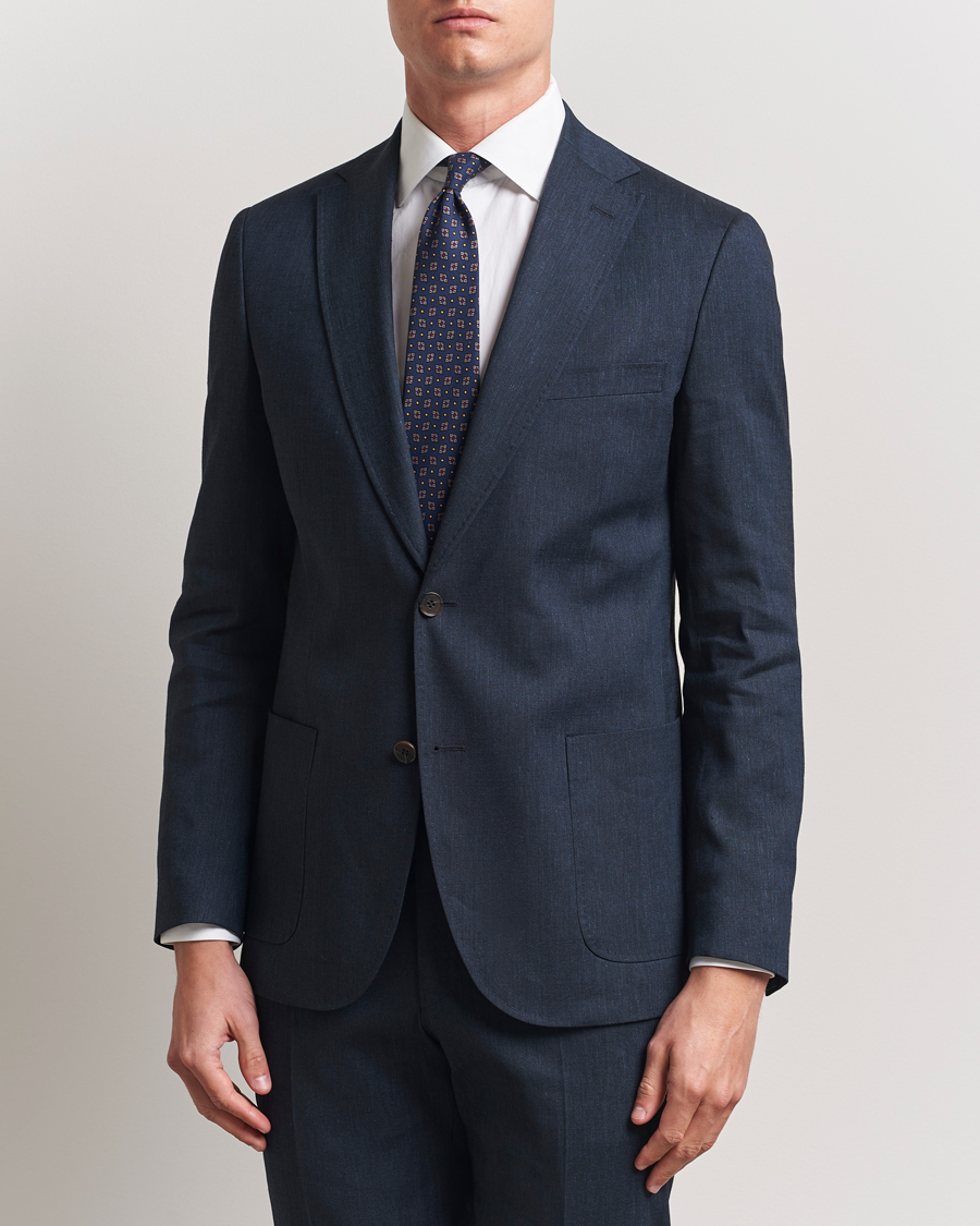 Herr | Kavajer | Morris Heritage | Linen Suit Blazer Navy