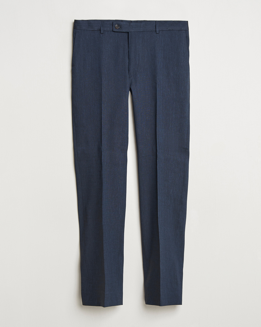 Herr | Byxor | Morris | Heritage Linen Suit Trousers Navy