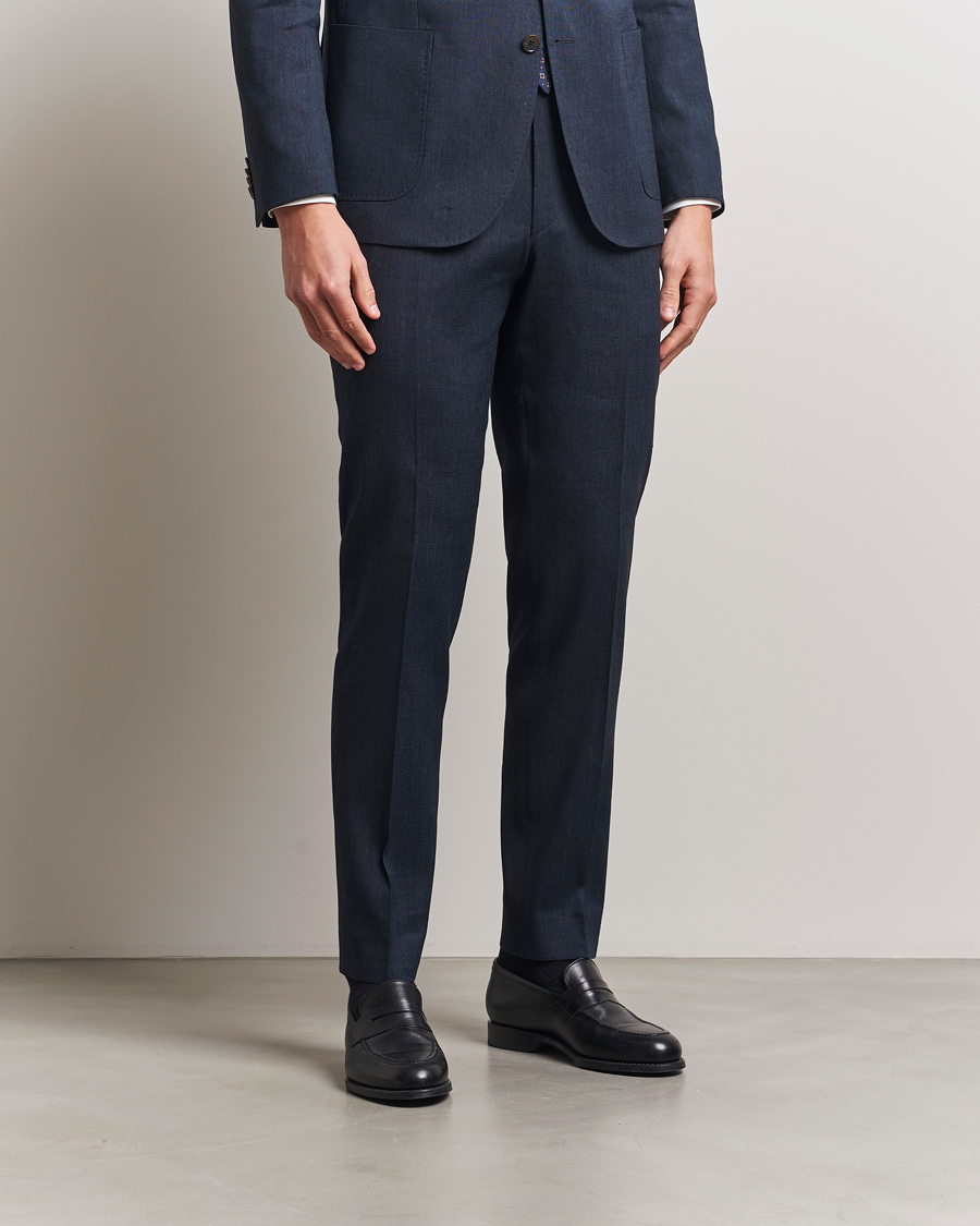 Herr | Byxor | Morris | Heritage Linen Suit Trousers Navy