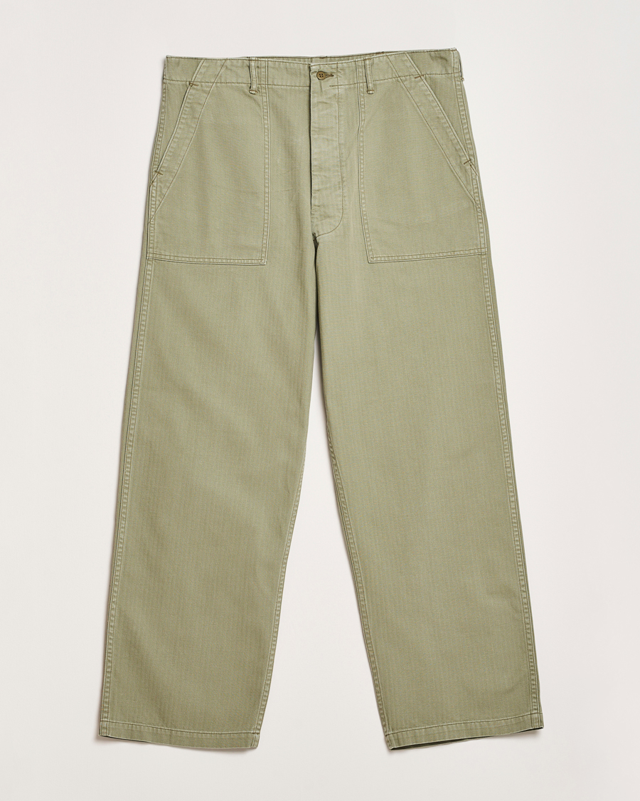 Herr | Byxor | orSlow | Herringbone Summer Fatigue Pants Green
