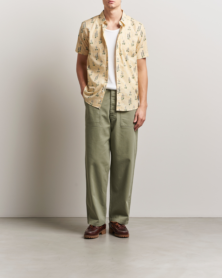 Herr | Byxor | orSlow | Herringbone Summer Fatigue Pants Green