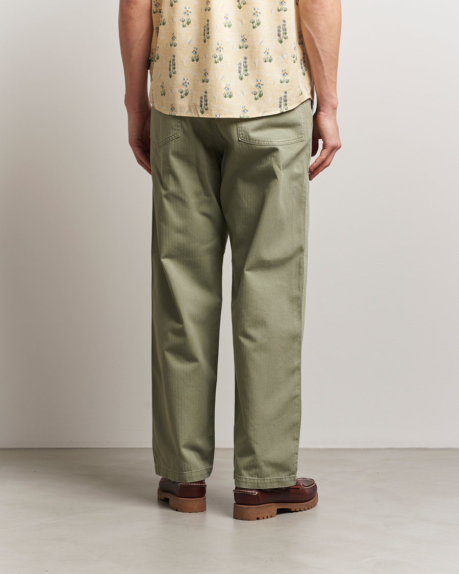 Herr | Byxor | orSlow | Herringbone Summer Fatigue Pants Green
