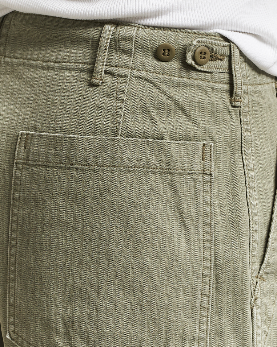 Herr | Byxor | orSlow | Herringbone Summer Fatigue Pants Green