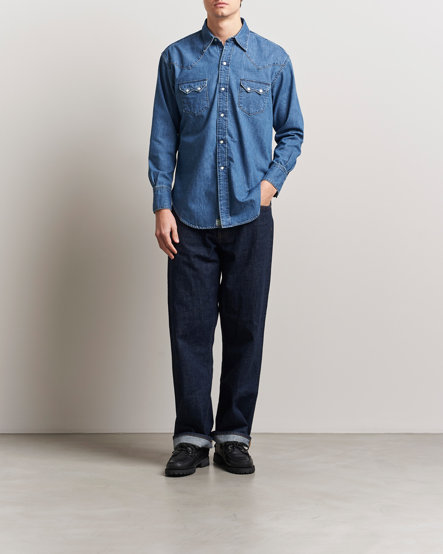 Herr | Skjortor | orSlow | Western Shirt Used Denim