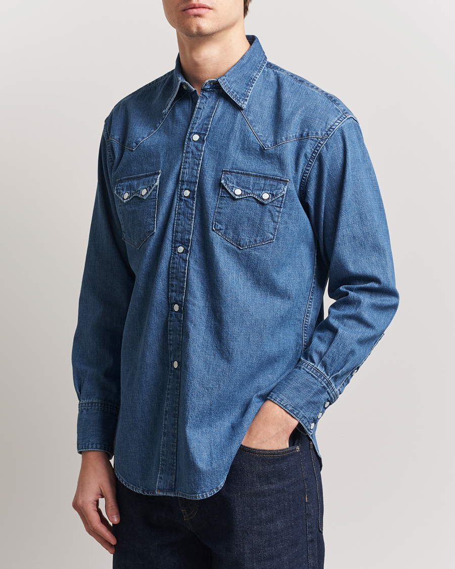 Herr | Skjortor | orSlow | Western Shirt Used Denim