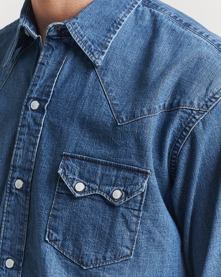 Herr | Skjortor | orSlow | Western Shirt Used Denim