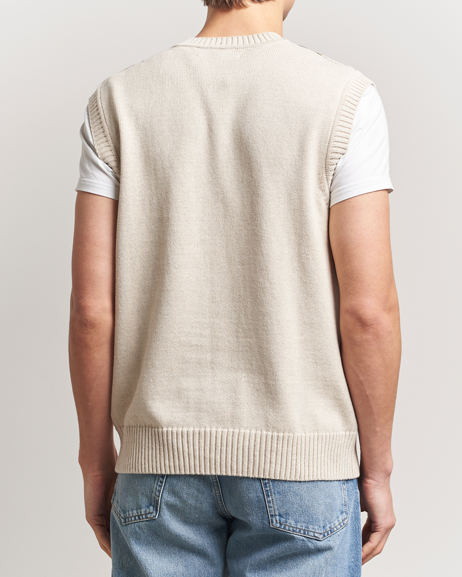 Herr | Tröjor | Palmes | Argyle Knitted Vest Off White