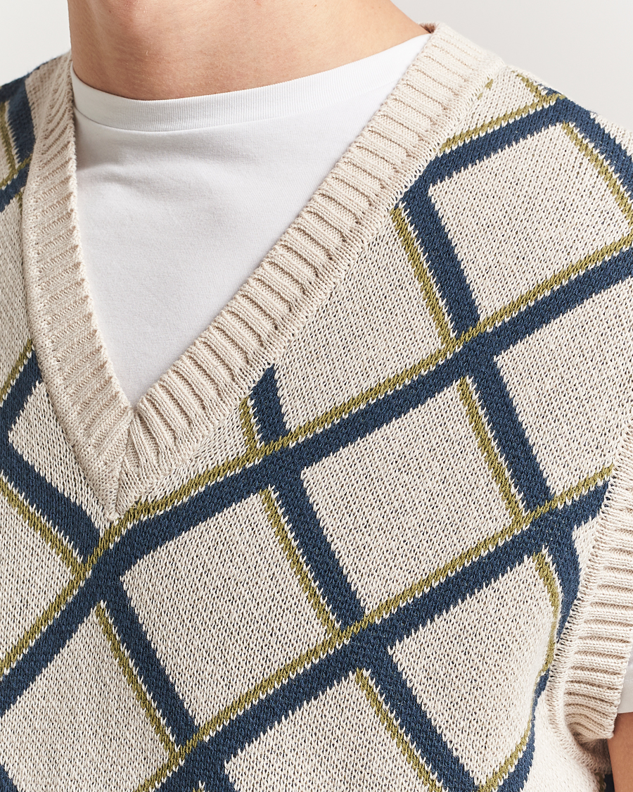 Herr | Tröjor | Palmes | Argyle Knitted Vest Off White