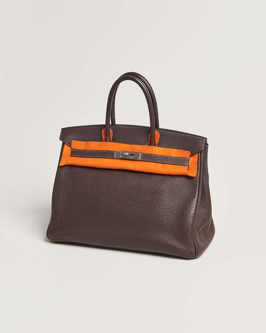 Herr | Hermès Pre-Owned Birkin 35 Taurillon Clemence Handbag Ebene | Hermès Pre-Owned | Birkin 35 Taurillon Clemence Handbag Ebene