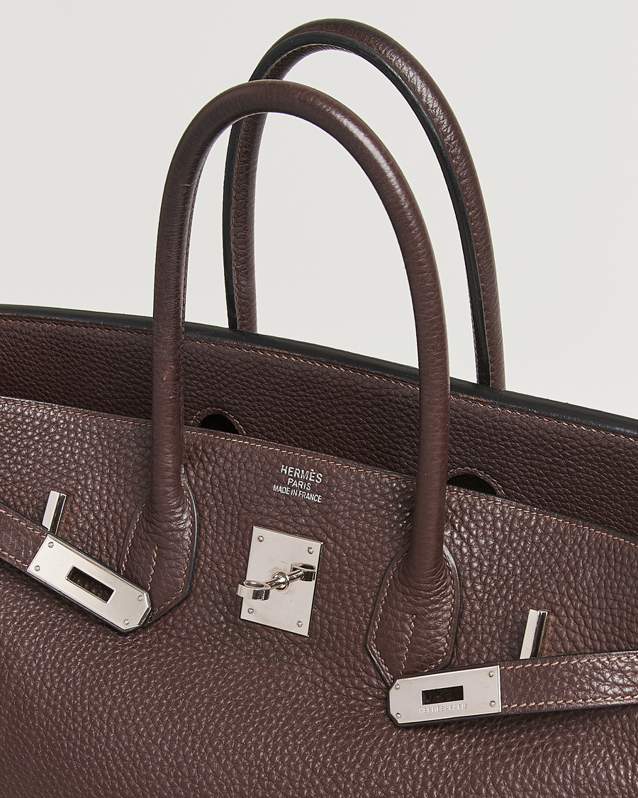 Herr | Hermès Pre-Owned Birkin 35 Taurillon Clemence Handbag Ebene | Hermès Pre-Owned | Birkin 35 Taurillon Clemence Handbag Ebene