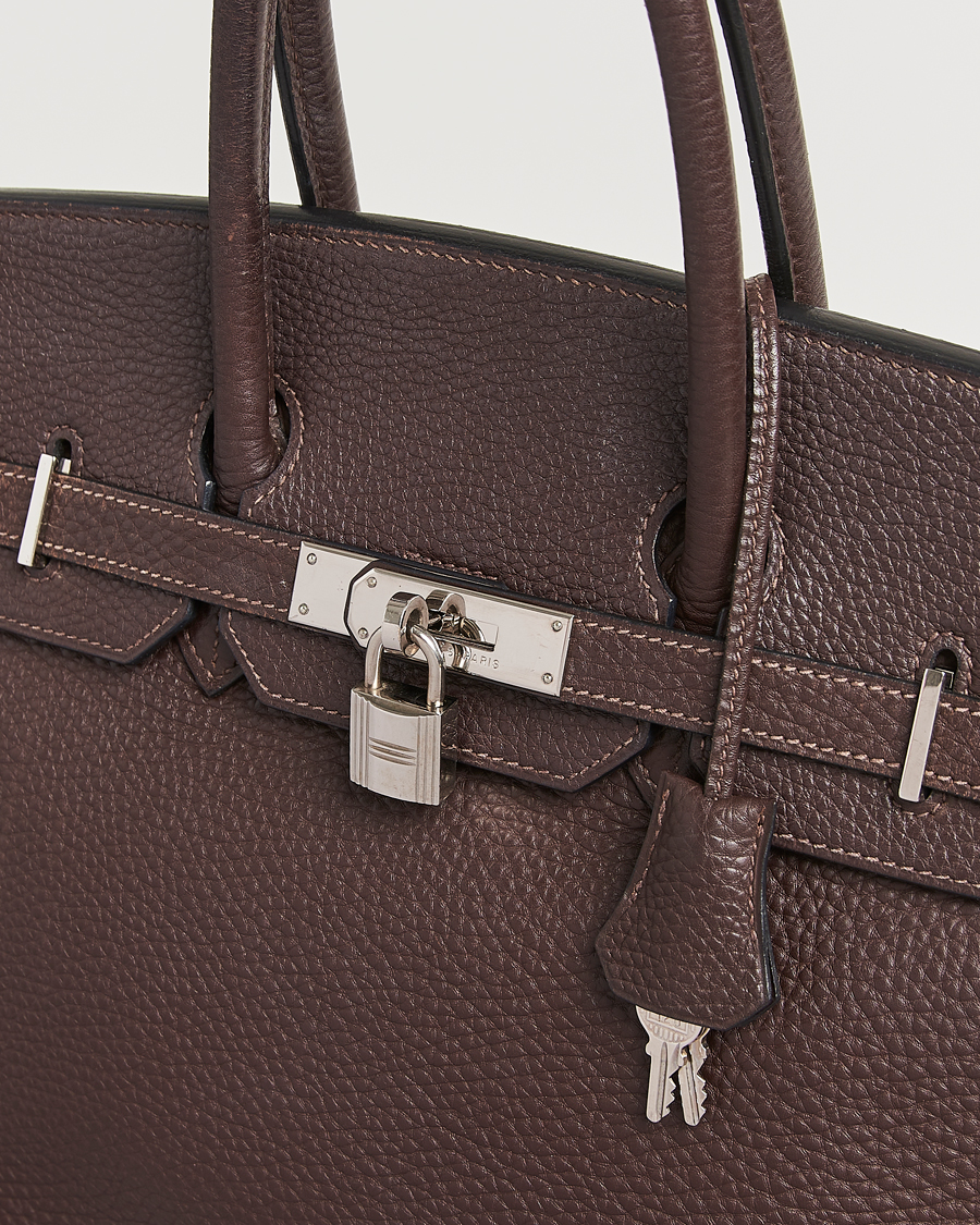 Herr | Hermès Pre-Owned Birkin 35 Taurillon Clemence Handbag Ebene | Hermès Pre-Owned | Birkin 35 Taurillon Clemence Handbag Ebene