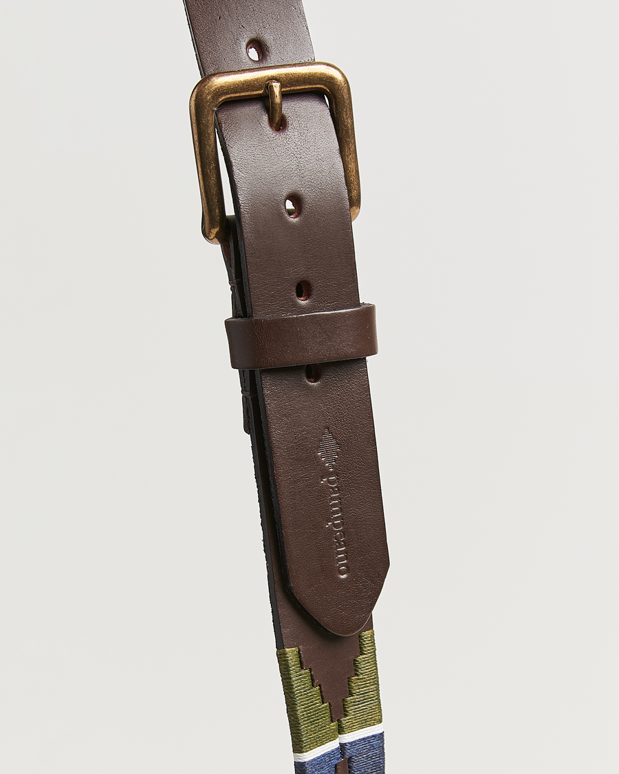 Herr | Bälten | Pampeano | Caza Hand Stitched Classic Leather Belt 3,5cm Green/Blue
