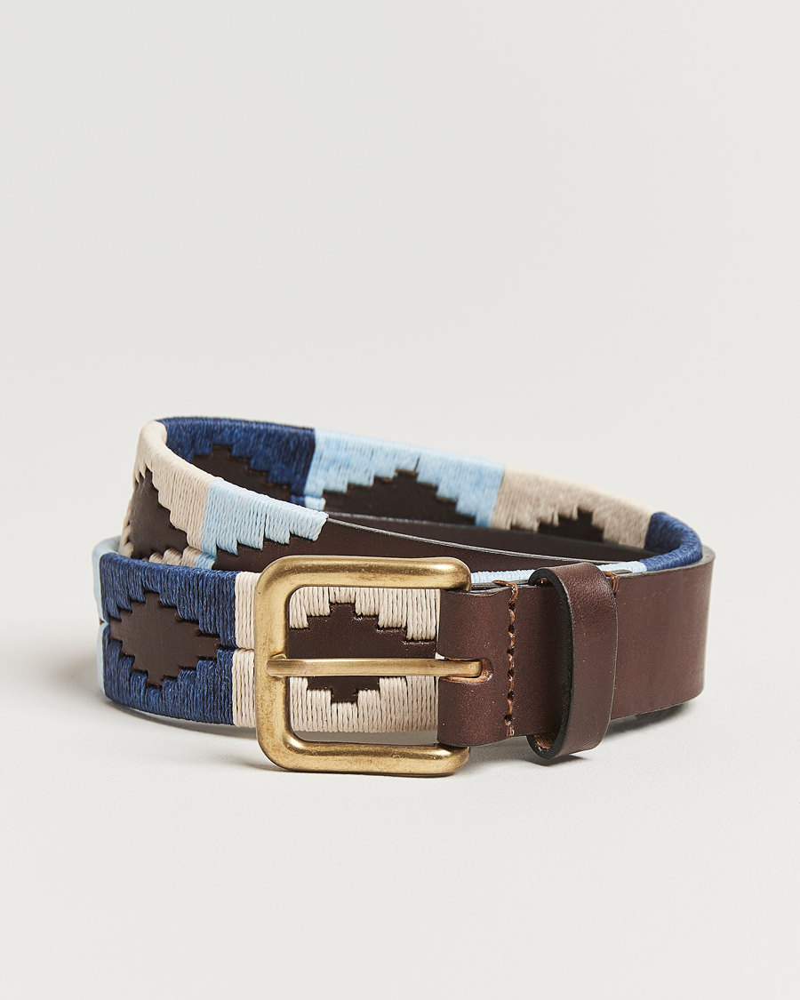 Herr | Bälten | Pampeano | Sereno Hand Stitched Classic Leather Belt 3,5cm Blue