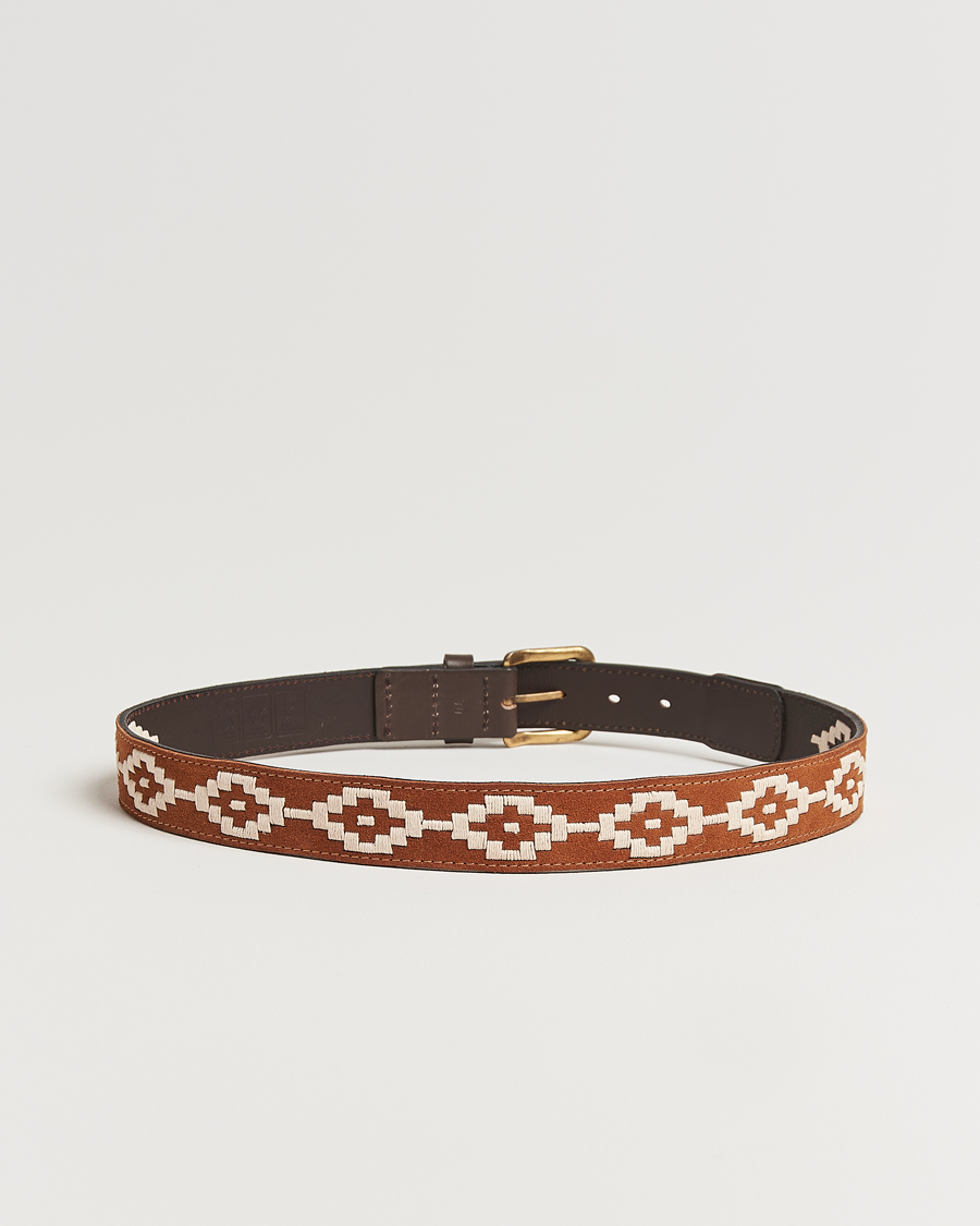 Herr | Bälten | Pampeano | Confianza Hand Stitched Suede Belt 3,5cm Tan