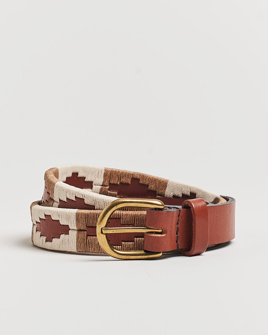 Herr | Bälten | Pampeano | Skinny Hand Stitched Leather Belt 2,5cm Brown