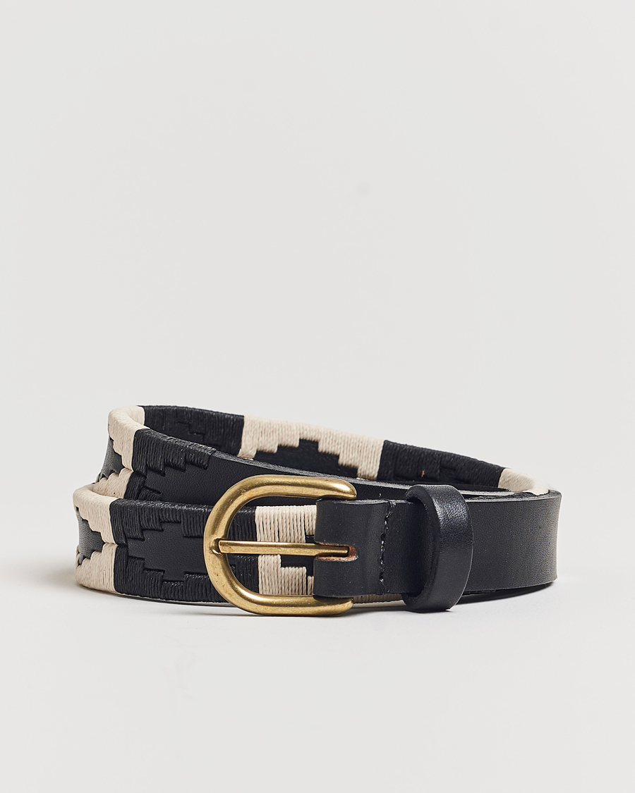 Herr | Bälten | Pampeano | Skinny Hand Stitched Leather Belt 2,5cm Black