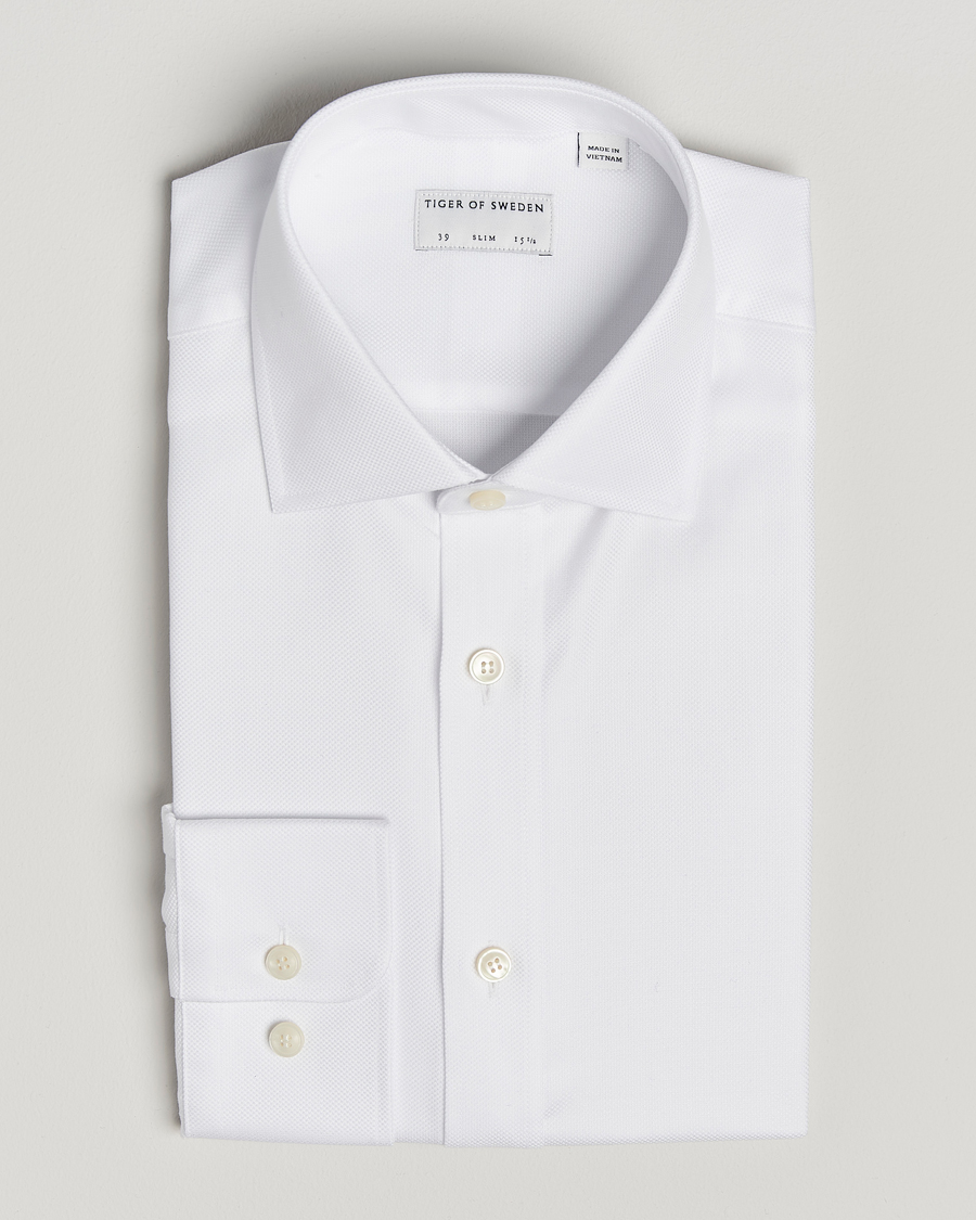 Herr | Skjortor | Tiger of Sweden | Adley Structured Slim Fit Cut Away Shirt White
