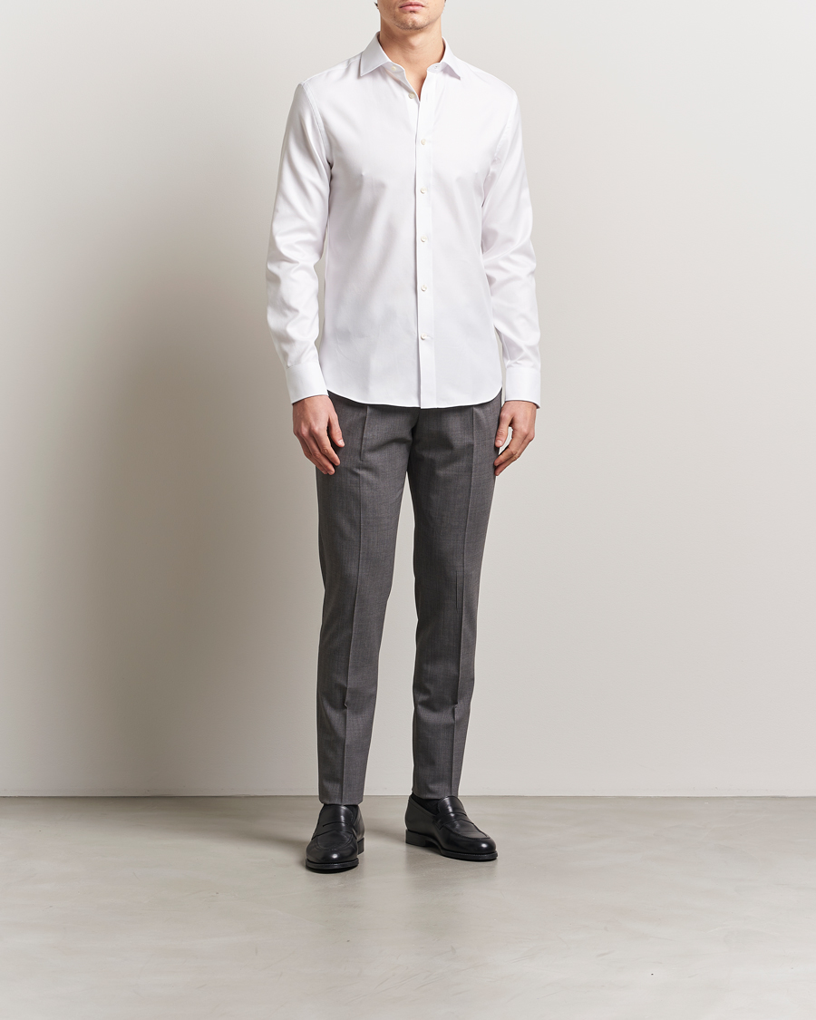 Herr | Skjortor | Tiger of Sweden | Adley Structured Slim Fit Cut Away Shirt White
