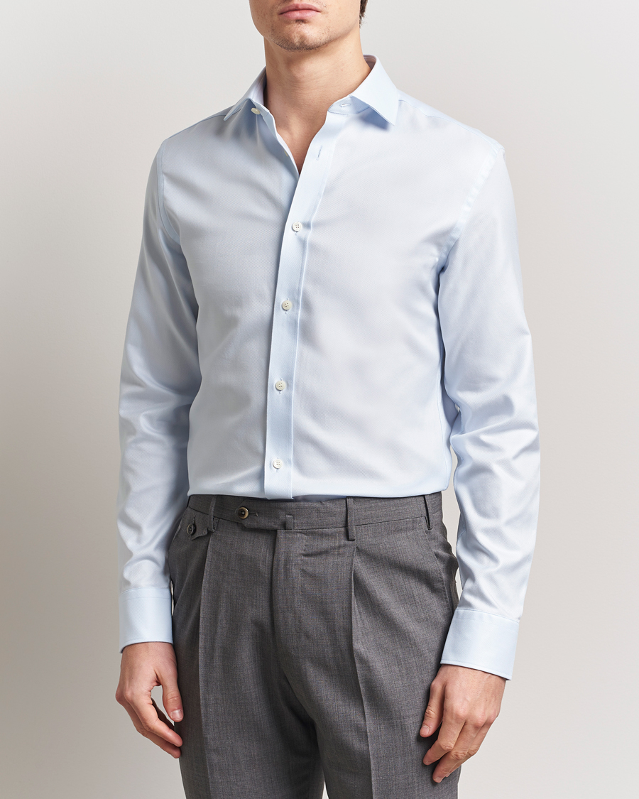 Herr | Skjortor | Tiger of Sweden | Adley Structured Slim Fit Cut Away Shirt Light Blue