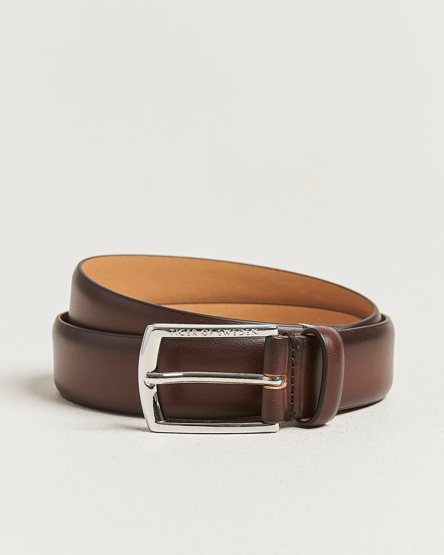 Herr | Bälten | Tiger of Sweden | Asenby Leather 3 cm Belt Dark Brown