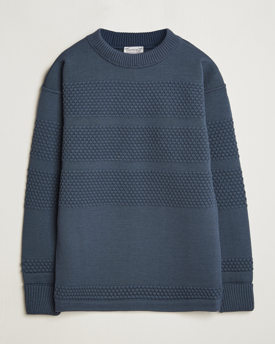 Herr | Tröjor | S.N.S. Herning | Fisherman Wool Crew Neck Sweater Faded Mineral Blue