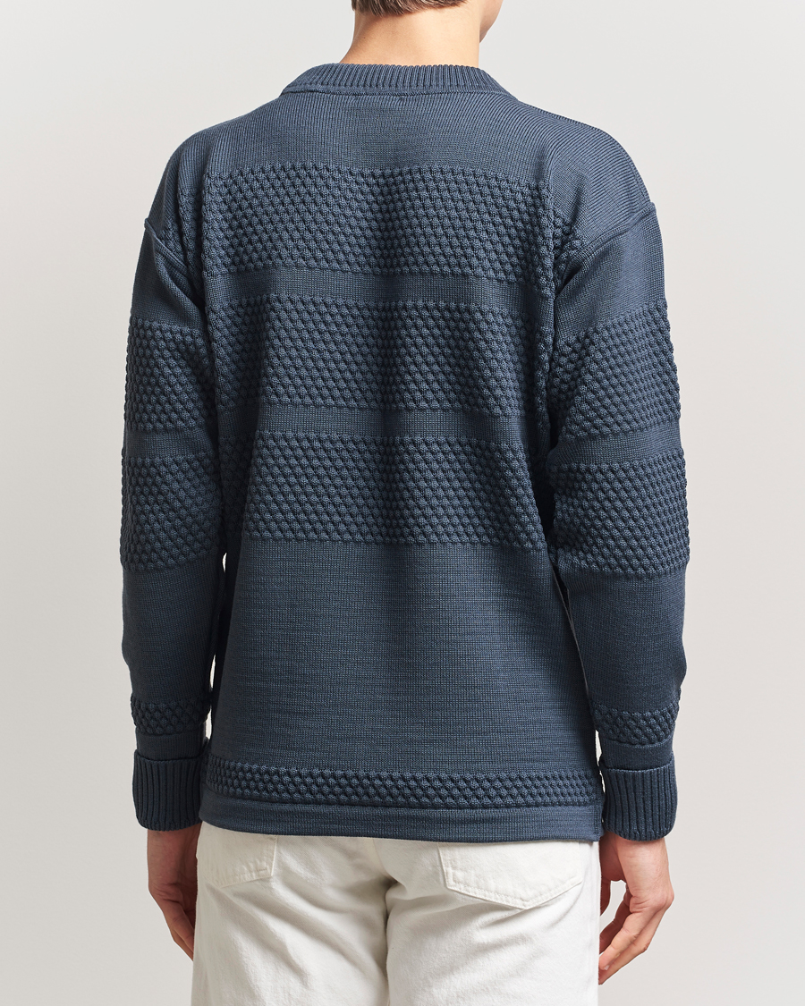 Herr | Tröjor | S.N.S. Herning | Fisherman Wool Crew Neck Sweater Faded Mineral Blue