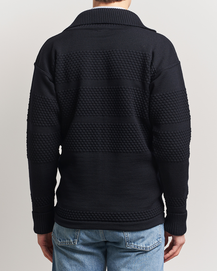 Herr | Tröjor | S.N.S. Herning | Fisherman Wool Full Zip Sweater Navy Blue