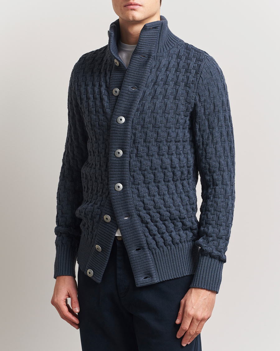 Herr | Tröjor | S.N.S. Herning | Stark Cable Cardigan Faded Mineral Blue