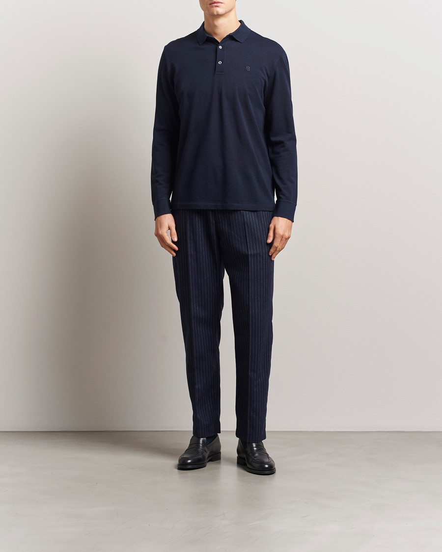 Herr | Pikéer | Ralph Lauren Purple Label | Long Sleeve Wool Polo Navy