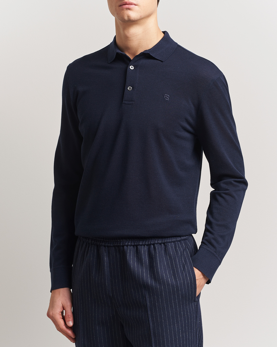 Herr | Pikéer | Ralph Lauren Purple Label | Long Sleeve Wool Polo Navy