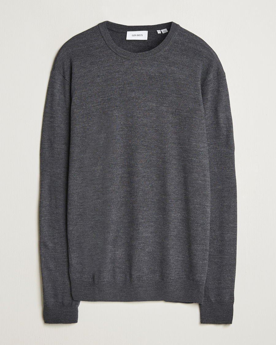 Herr | Tröjor | LES DEUX | Greyson Merino Knit Dark Grey Melange
