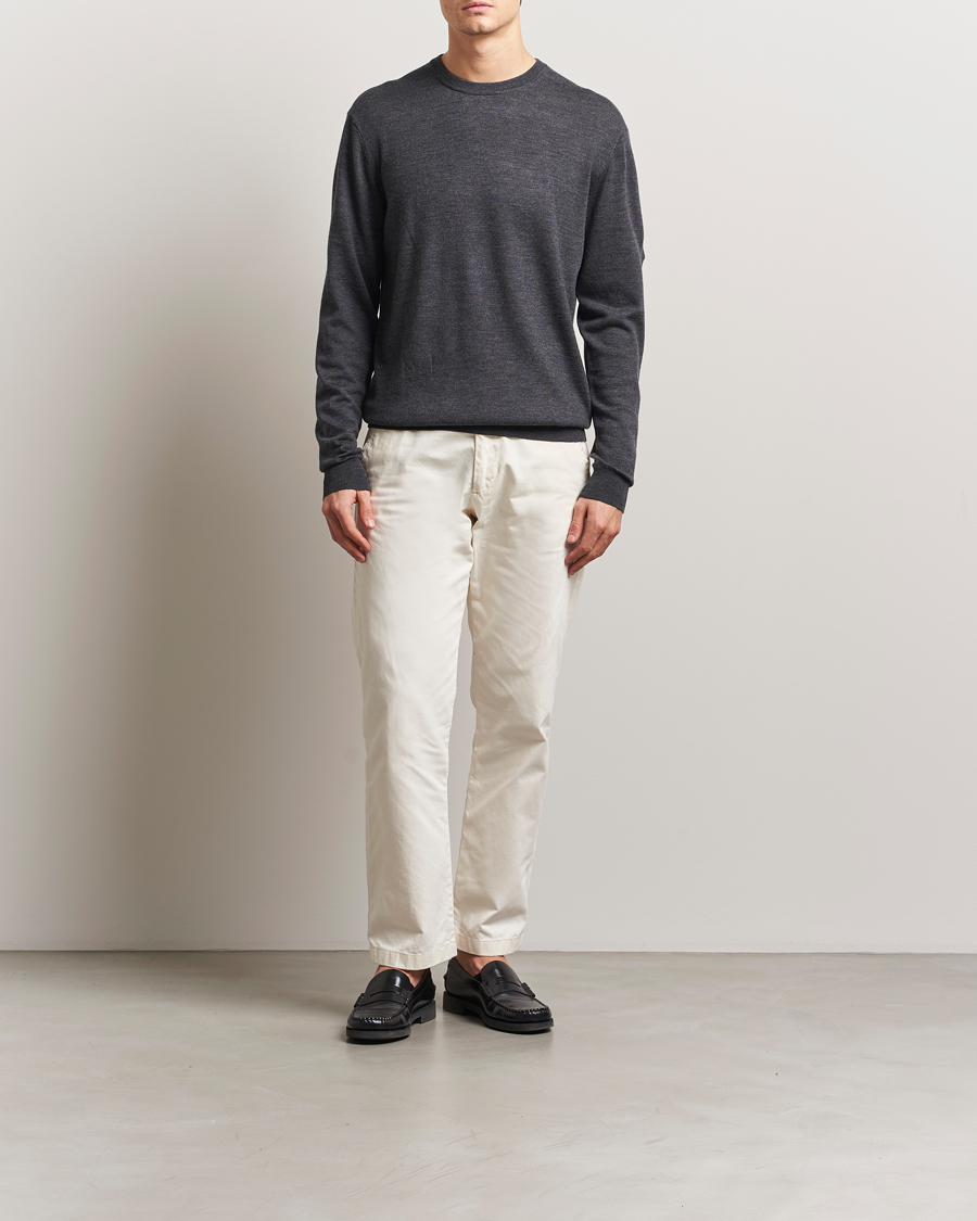 Herr | Tröjor | LES DEUX | Greyson Merino Knit Dark Grey Melange