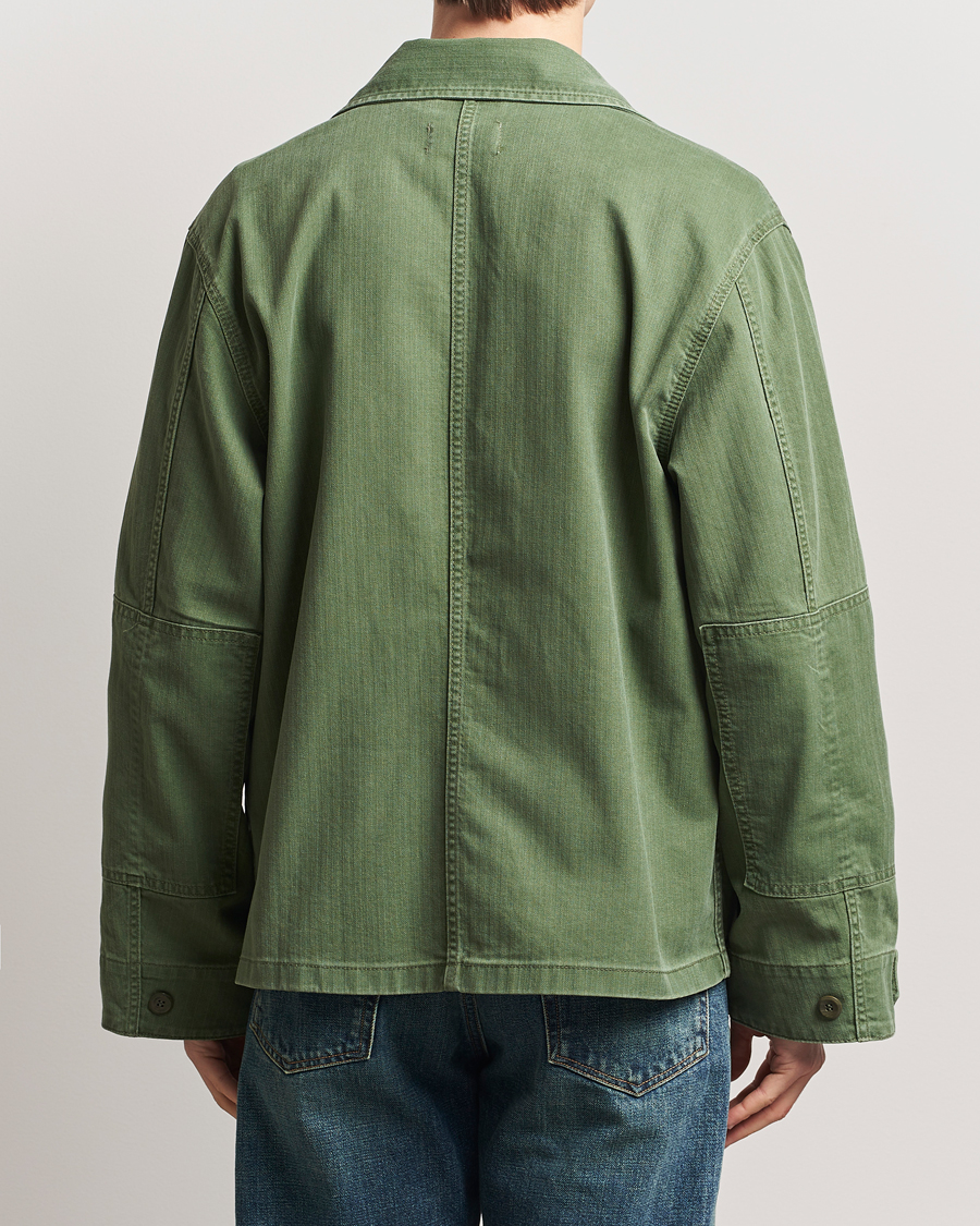 Herr | Skjortor | Jeanerica | Luc Herringbone Overshirt Chevron Green