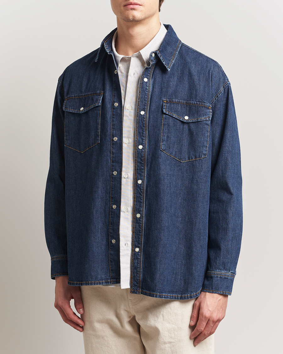 Herr | Skjortor | Jeanerica | Arno Denim Shirt Dark Blue Vintage