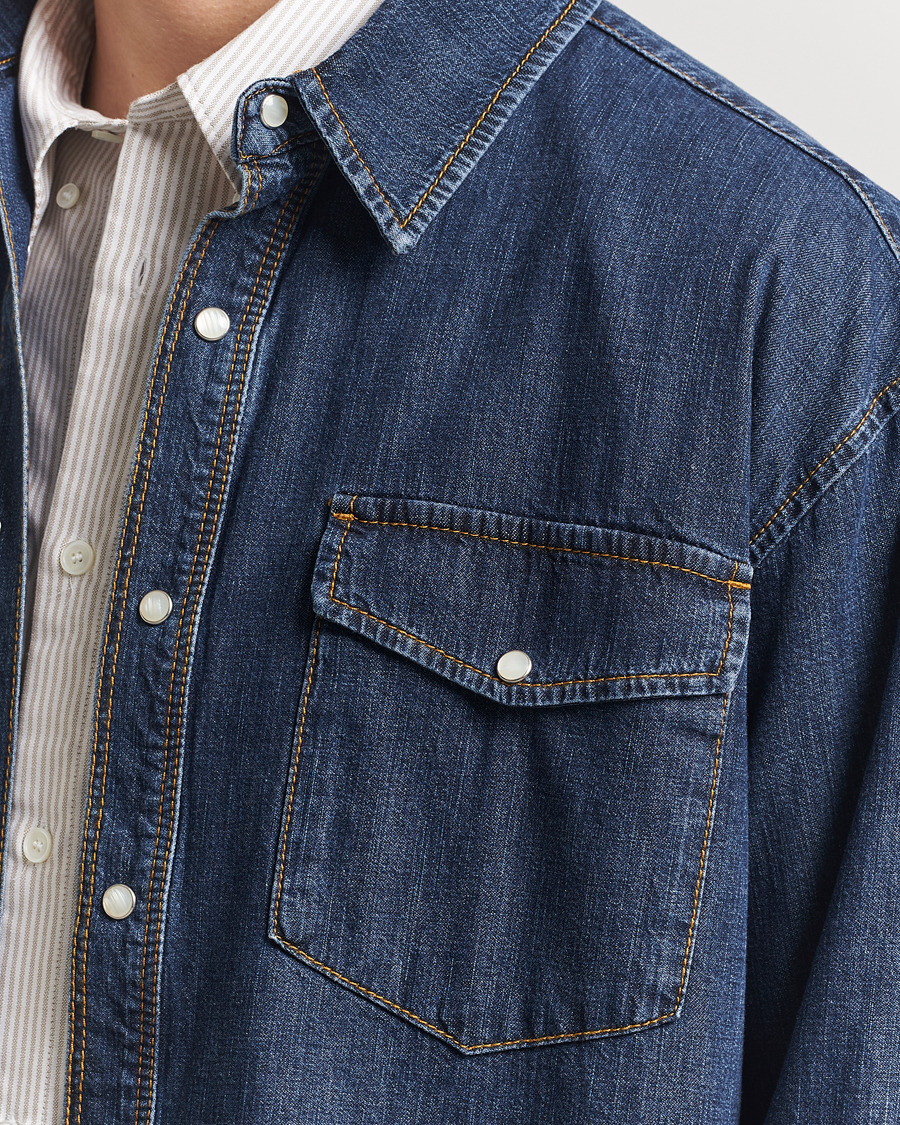 Herr | Skjortor | Jeanerica | Arno Denim Shirt Dark Blue Vintage