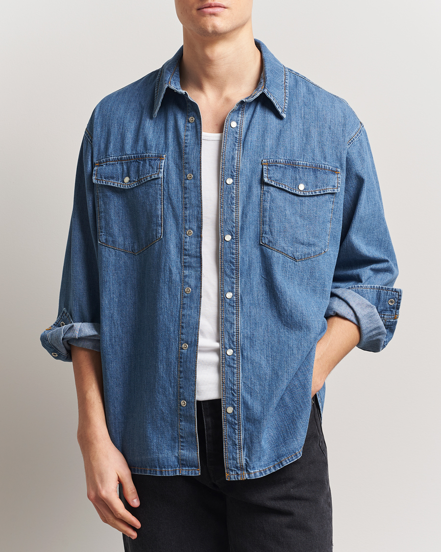 Herr | Skjortor | Jeanerica | Arno Denim Shirt Light Blue Vintage