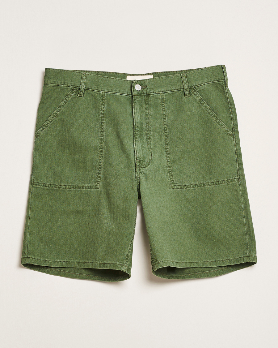 Herr | Shorts | Jeanerica | GM011 Genua Worker Chino Shorts Chevron Green