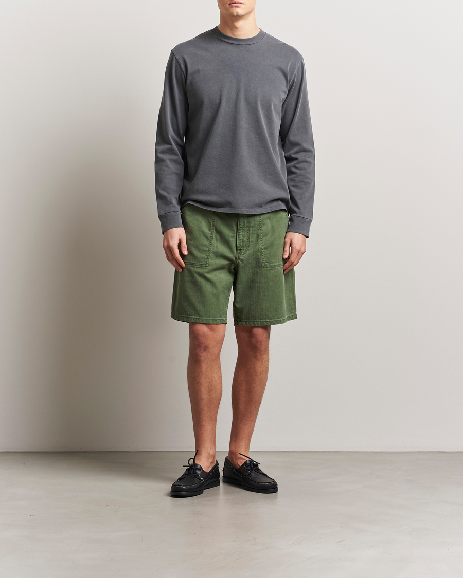 Herr | Shorts | Jeanerica | GM011 Genua Worker Chino Shorts Chevron Green