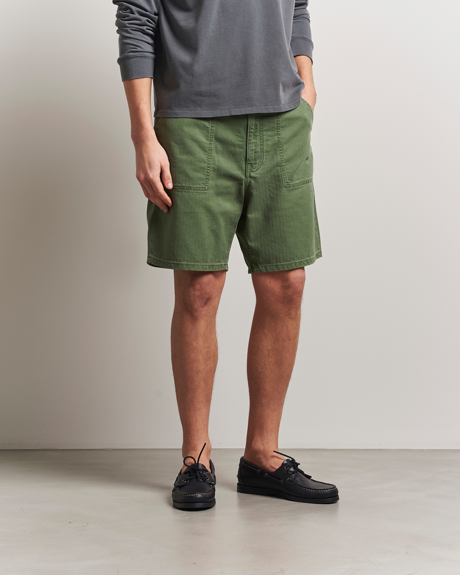 Herr | Shorts | Jeanerica | GM011 Genua Worker Chino Shorts Chevron Green