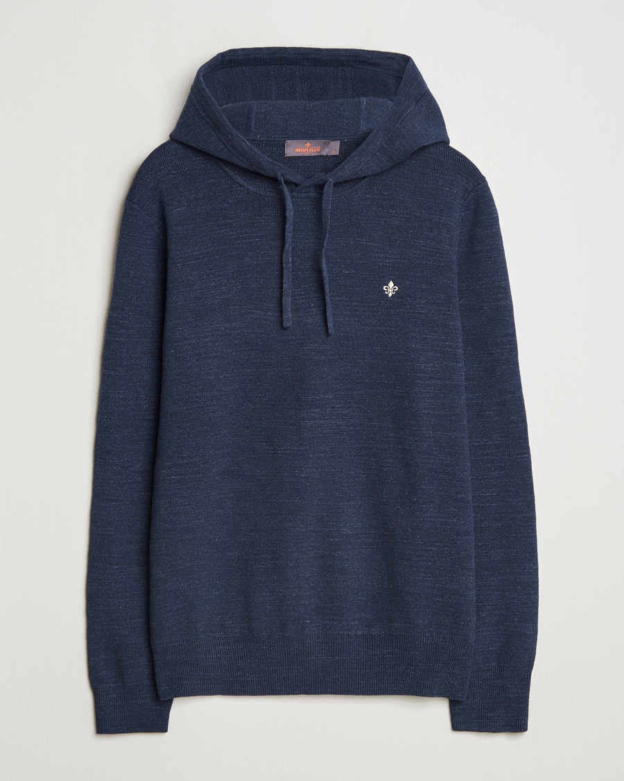 Herr | Tröjor | Morris | Ramdall Knitted Cotton Hoodie Navy
