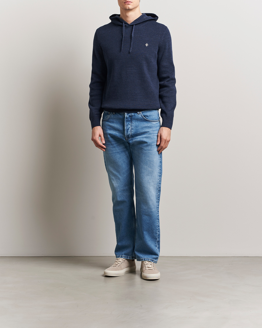 Herr | Tröjor | Morris | Ramdall Knitted Cotton Hoodie Navy