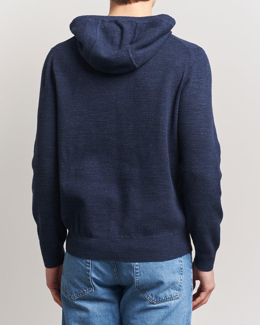 Herr | Tröjor | Morris | Ramdall Knitted Cotton Hoodie Navy