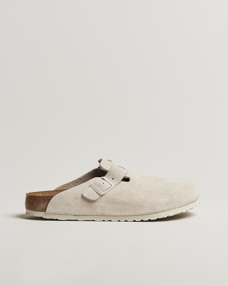 Herr | BIRKENSTOCK Boston Soft Footbed Antique White Suede | BIRKENSTOCK | Boston Soft Footbed Antique White Suede